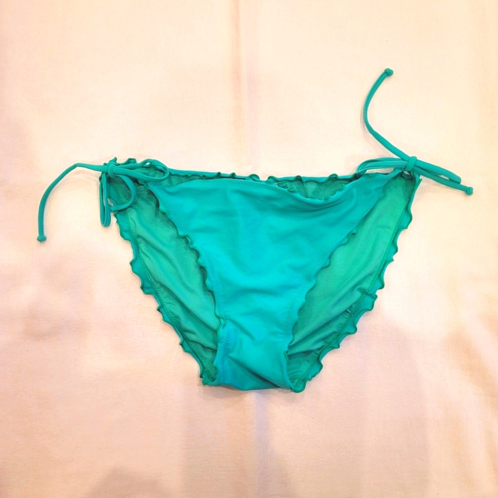 VINTAGE XHILIRATION Aqua Cheeky Tie Bikini Bottoms